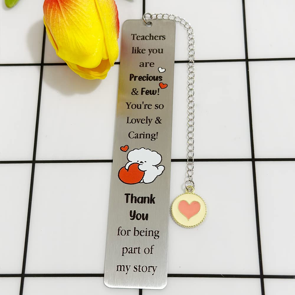Teacher Bookmark Appreciation Teachers Day Gifts Graduation Thank You Tutor Bookmarkers Personalised Retirement Christmas Keepsakes Cute Heart for Women Men Teachers Like You are Precious and Few - Image 2