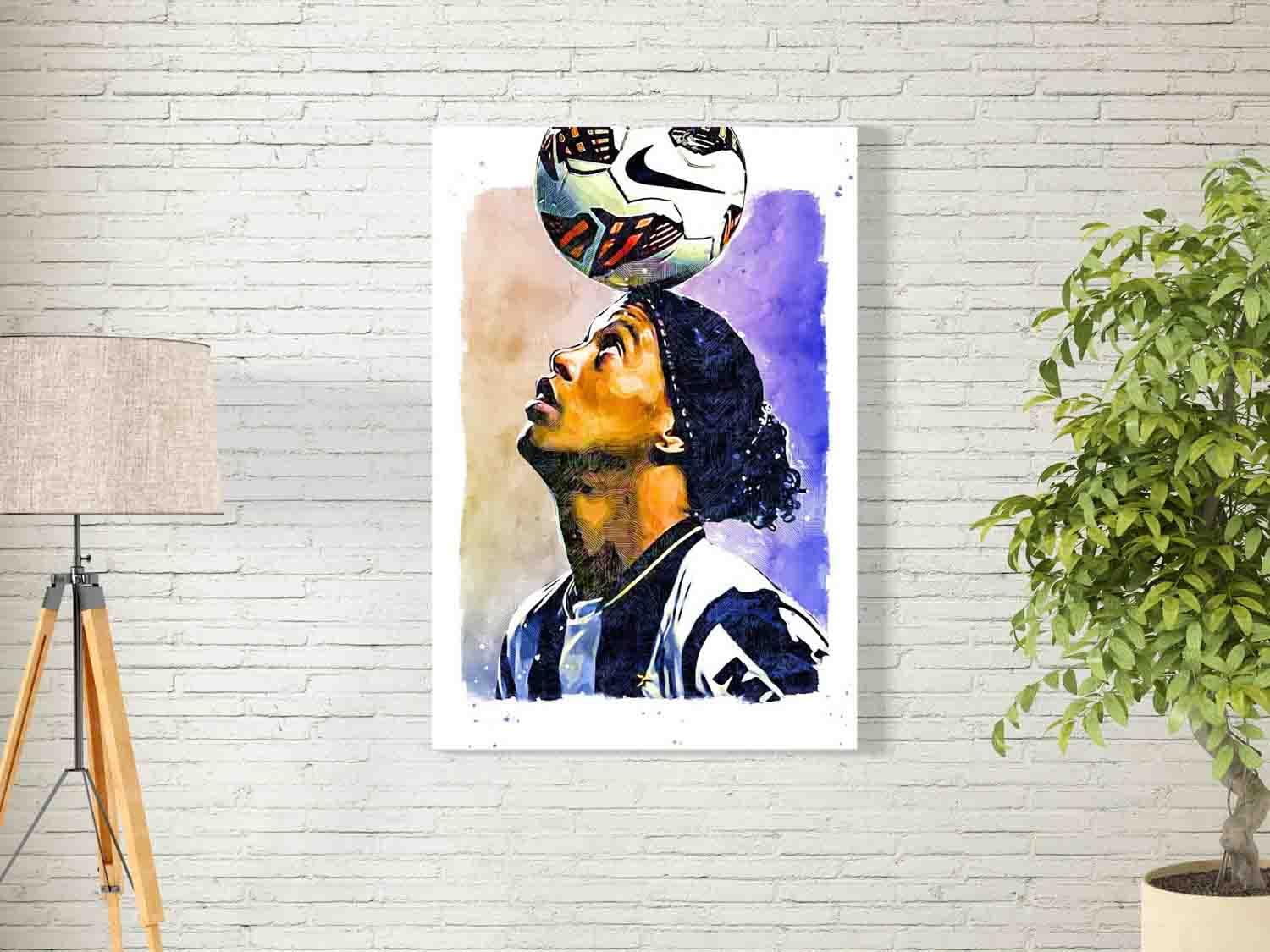 Ronaldinho Wall Art For Decoration Easy To Hang, 55X80Cm, 1Pcs