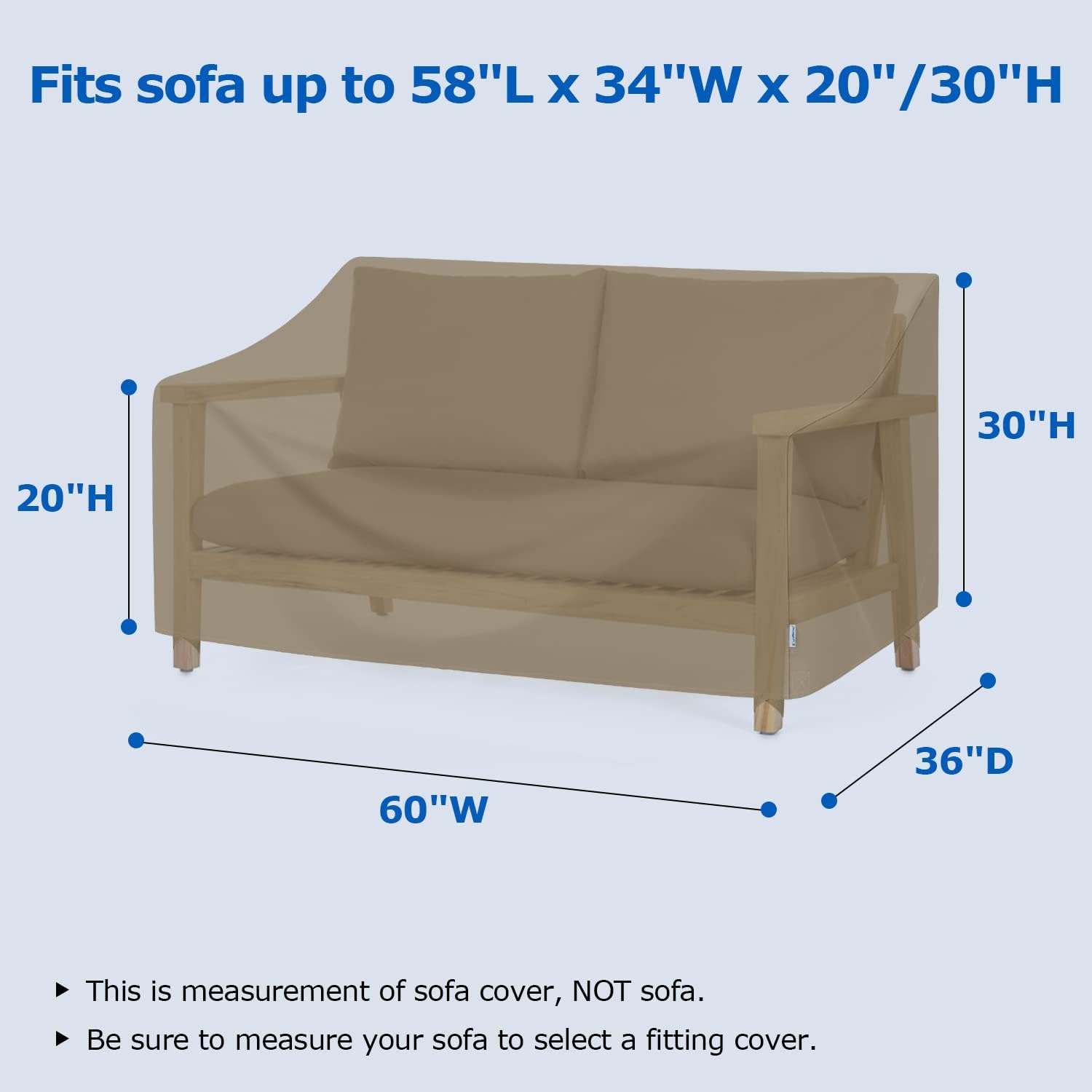 SunPatio Waterproof 60“ Sofa Cover & 2 Pack 40" Oversized Chair Covers Bundle