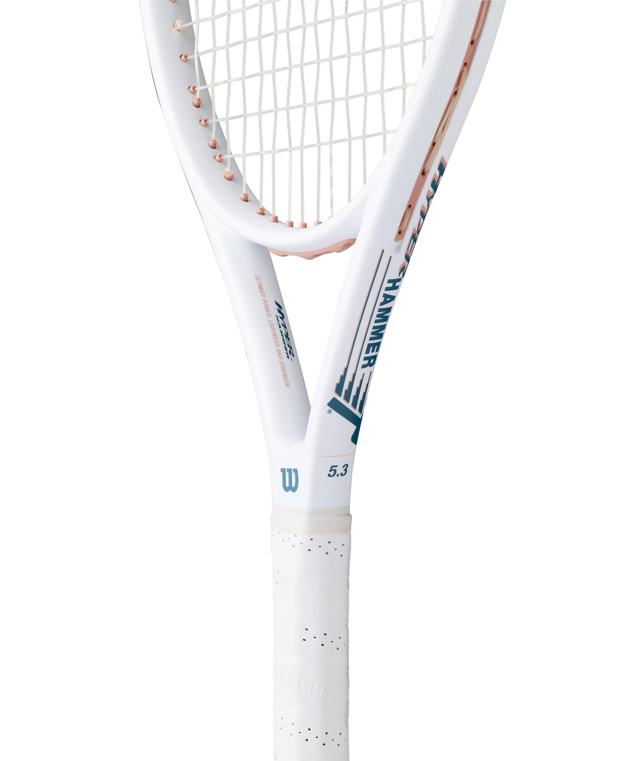 Wilson Hyper Hammer 5.3 Tennis Racket - White/Rose, Grip Size 2-4