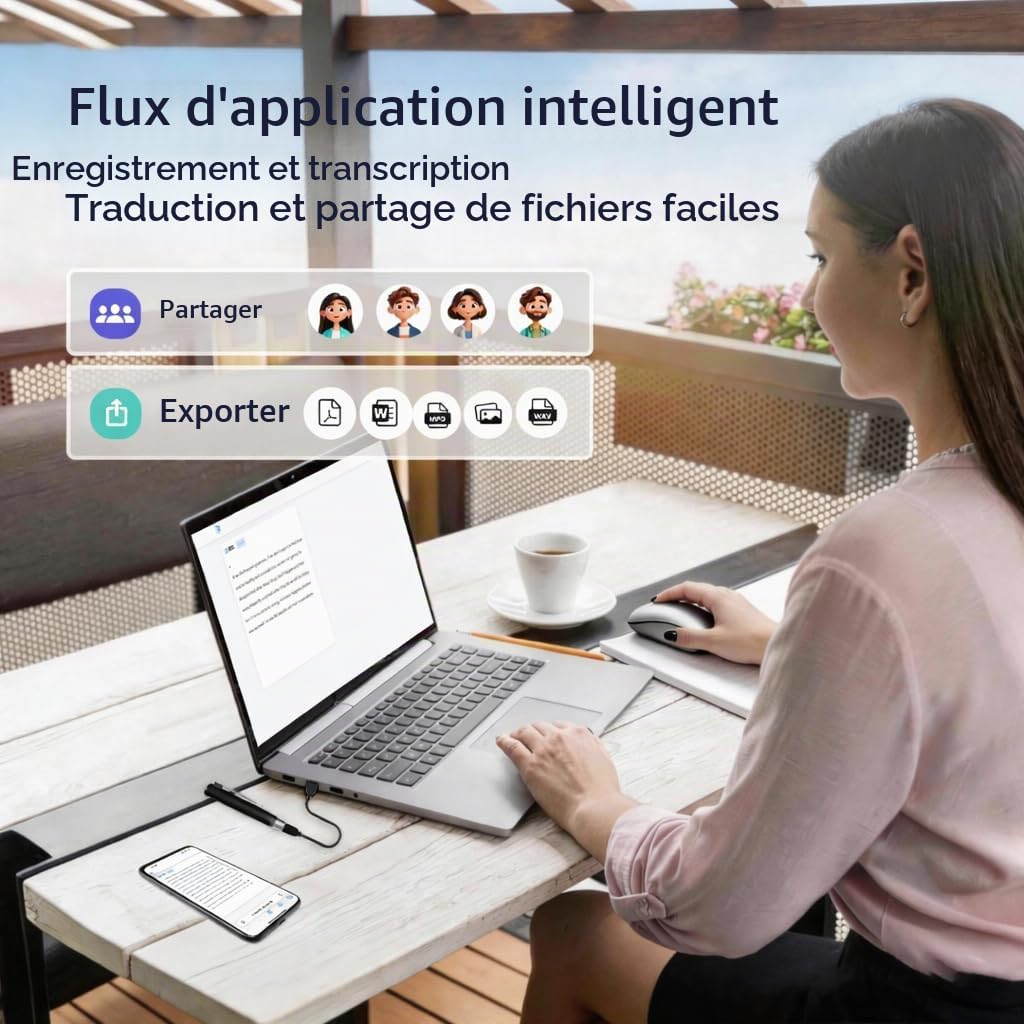 SKARA Dictaphone IA avec Transcription, Enregistreur Vocal 150 Langues avec Résumé IA & Cartes Mentales, Mini Enregistreur Audio pour Réunions, Cours et Interviews