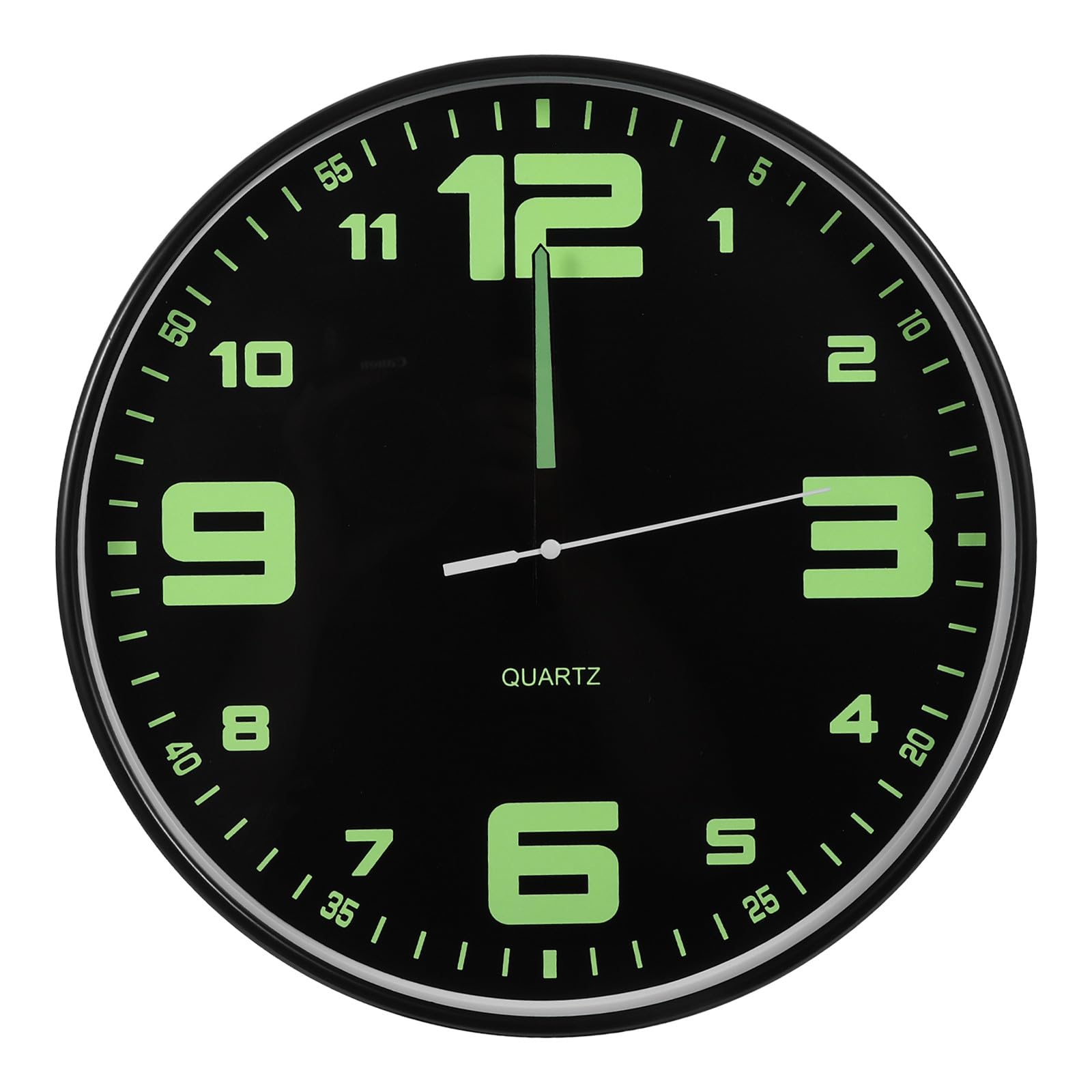 INOOMP Orologio luminoso che si illumina al buio, 11,6 pollici, con cornice nera, al quarzo, silenzioso, a batteria, ideale per camera da letto, cucina e bagno.