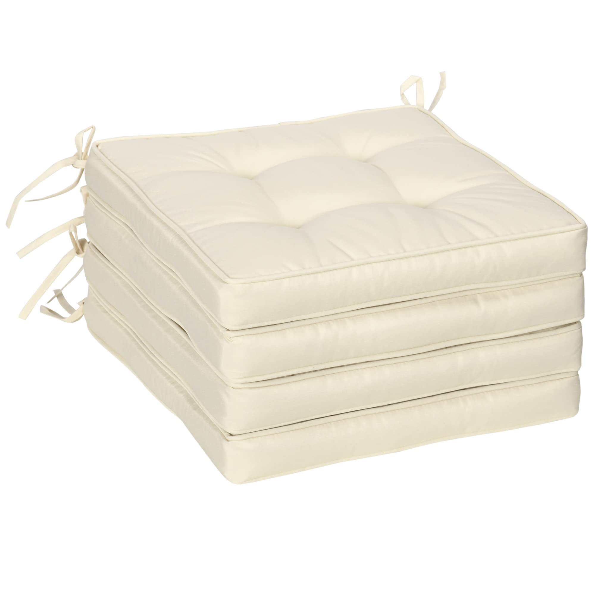 Outsunny 42 x 42cm Replacement Garden Seat Cushion Pad with Ties - Cream  | TJ Hughes