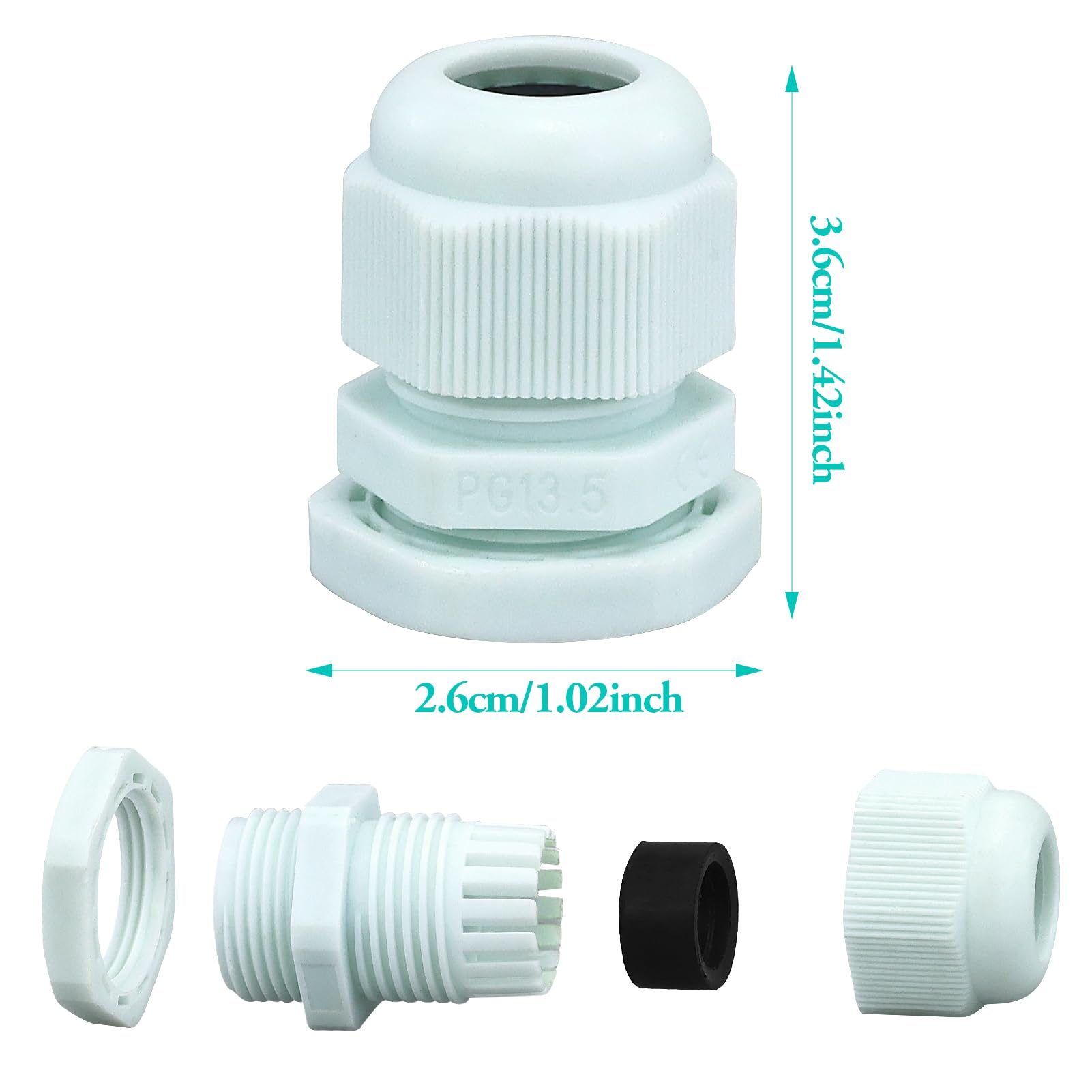 Prensaestopas de cable M20, pasacables resistente al agua, gris, ajustable, para exterior