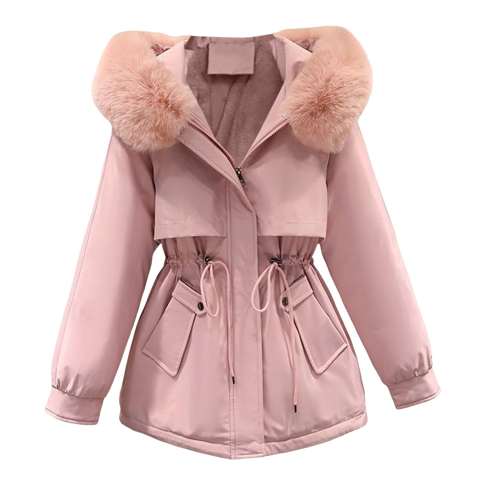 Genérico Chaqueta Ultraligera Mujer,Chaqueta De Invierno Para Mujer CáLida Gruesa Larga Con Bolsillos
