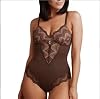 Lace Bodysuit Shapewear For Women Bodysuits Tummy Control Shapewear V Neck Sleeveless Tops Body Shaper One Piece Lingerie Color: Brown, Size: 3XL
