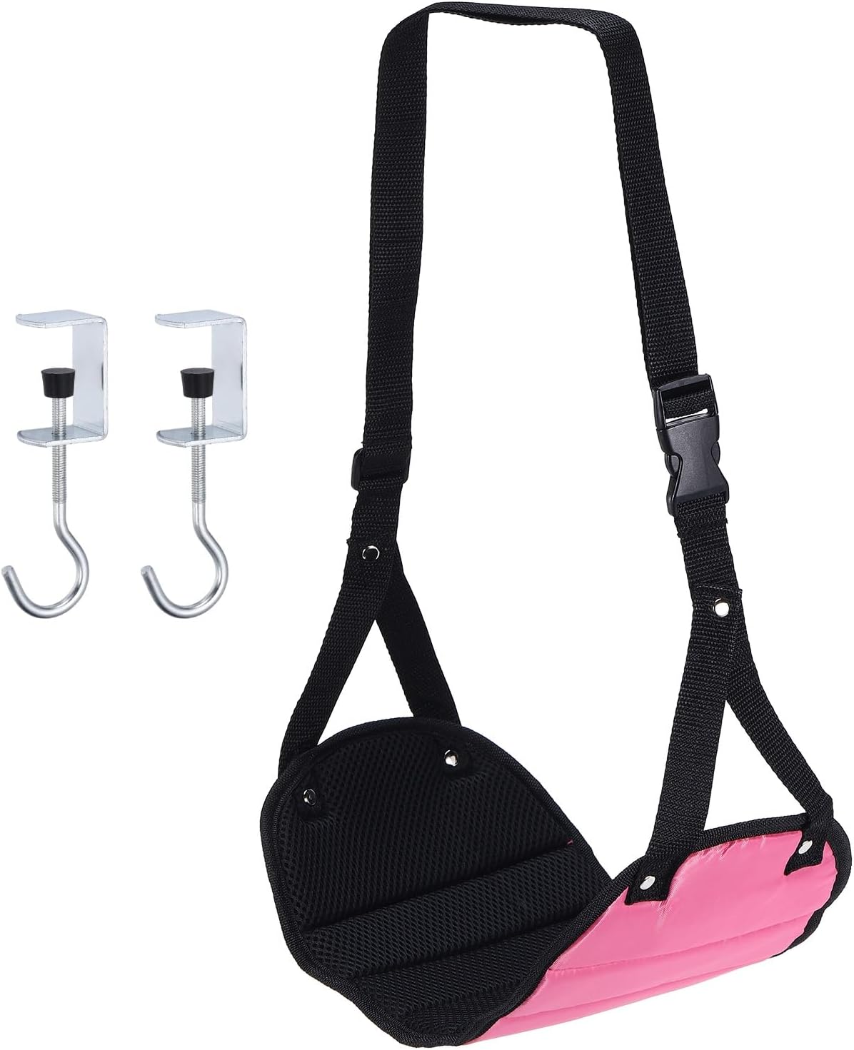 PATIKIL Airplane Footrest Adjustable Foot Hammock with Hooks Rose