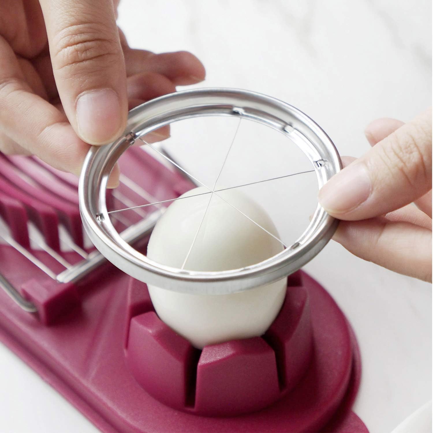 CaLeQi Egg Slicer Stainless Steel Multi-Function Separates Egg Slicer and Wedger for 2 Slicing Styles Dual Egg Dicer Salad Slicer, Hard Boiled Eggs Slicer Tool