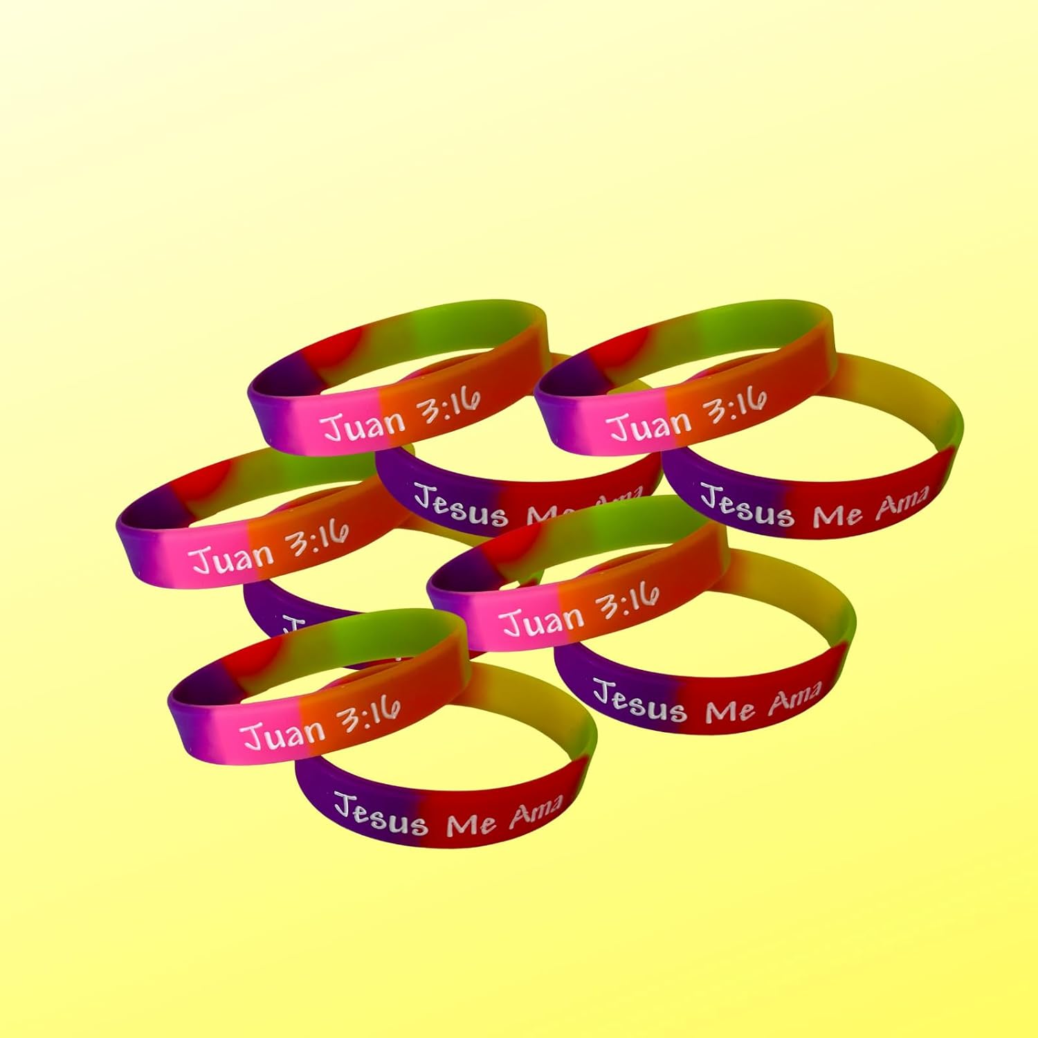 50-Pack Spanish Christian Bracelets – “Jesús Me Ama” / Juan 3:16 Silicone Wristbands - Image 6