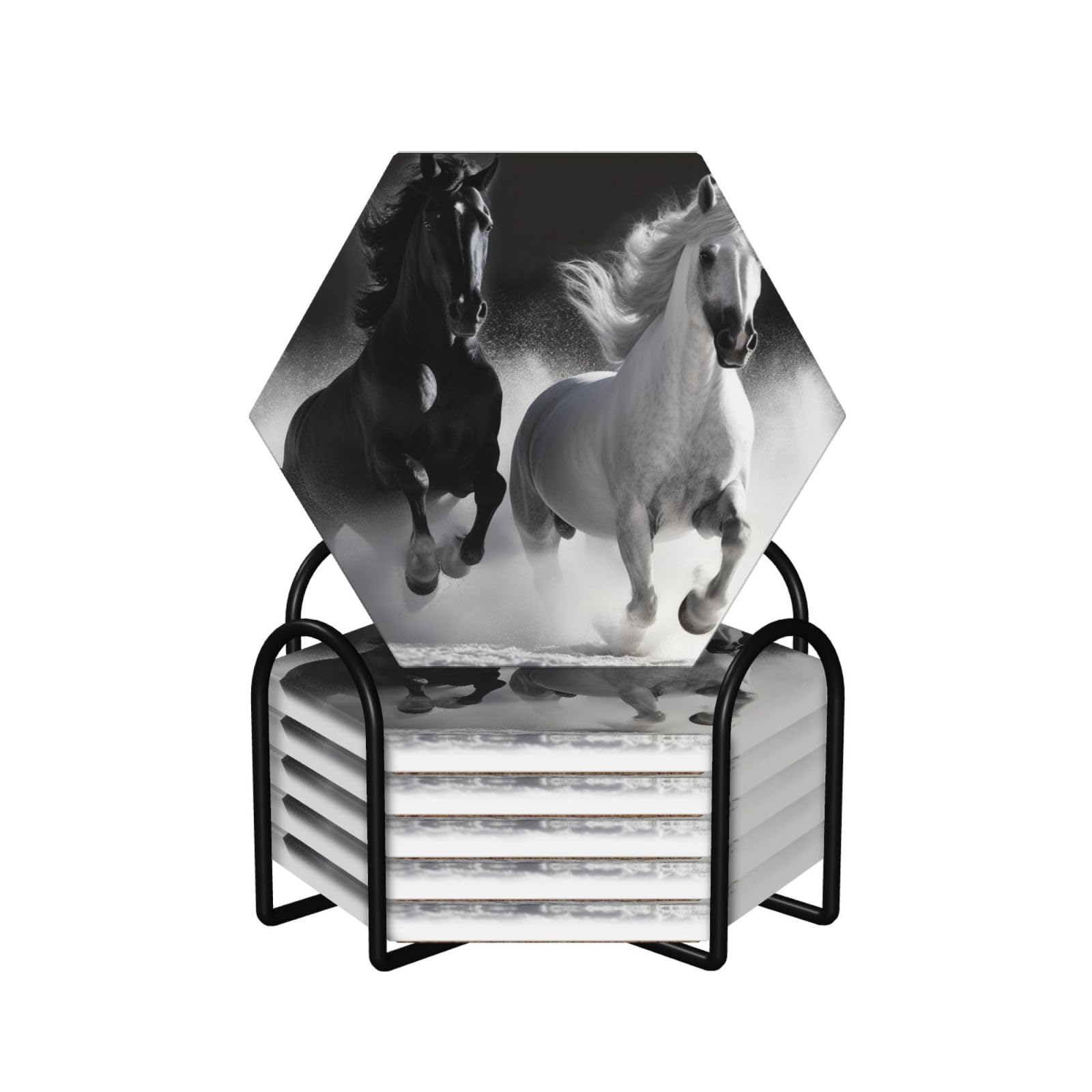 Dessous de verre en céramique anti-tache tapis de tasse cuisine chevaux x6
