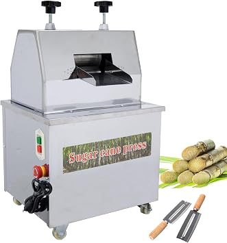 INTSUPERMAI 110V Commercial Sugarcane Press Sugar Cane Juicer 1500W Sugarcane Juice Extractor with 2 Knives for Commercial Home Use