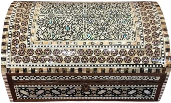 Wooden Jewelry Box Inlaid mother of Pearl Egyptian Handmade 11'' x 7.2'' x 5.2'' inch, Red