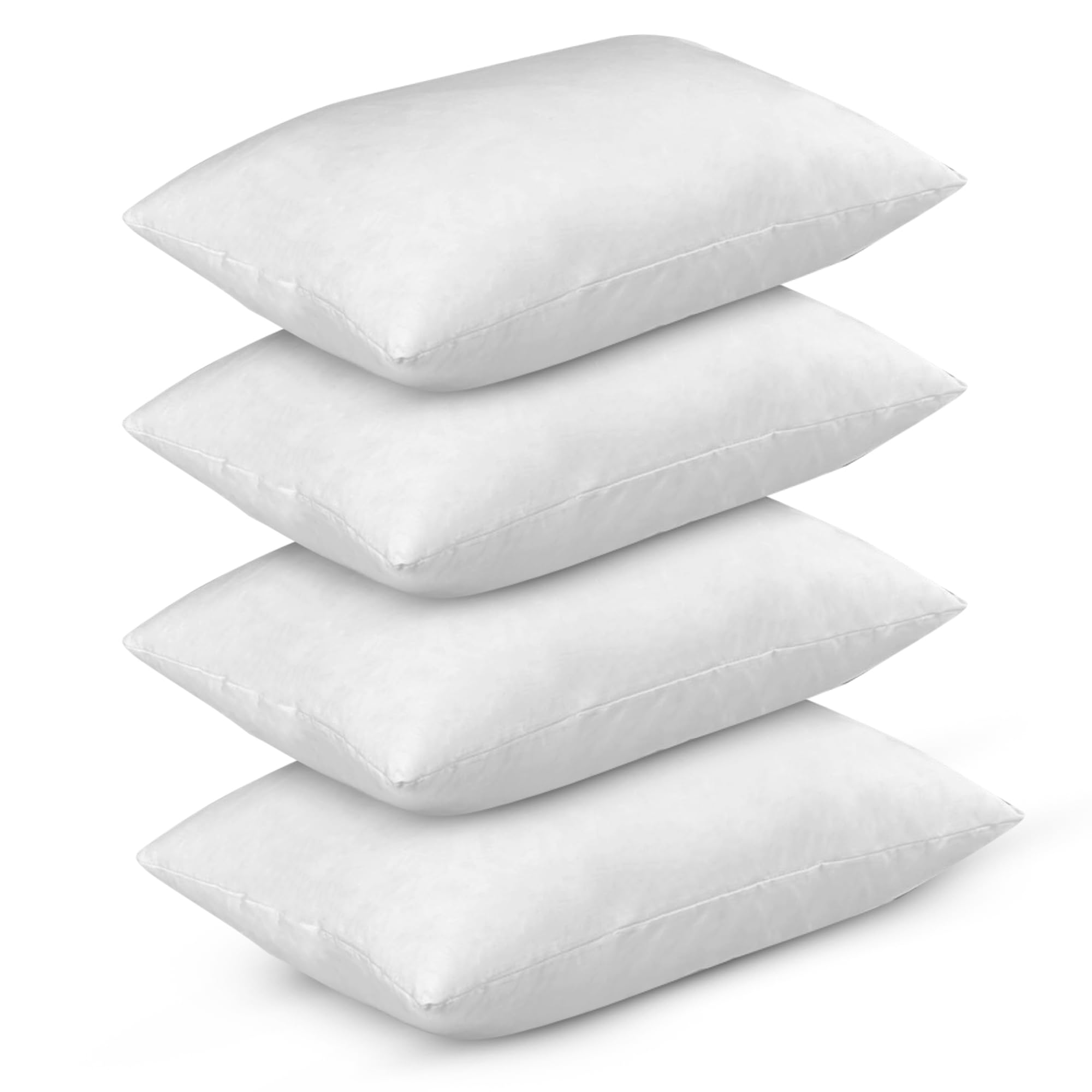 adsin Set of 4 Duck Feather Cushion Inserts – 35cm x 50cm (14" x 20") – Off-White Throw Pillow Pads with 100% Cotton Down-Proof Cover – Soft & Supportive Inner Fillers for Sofas & Beds
