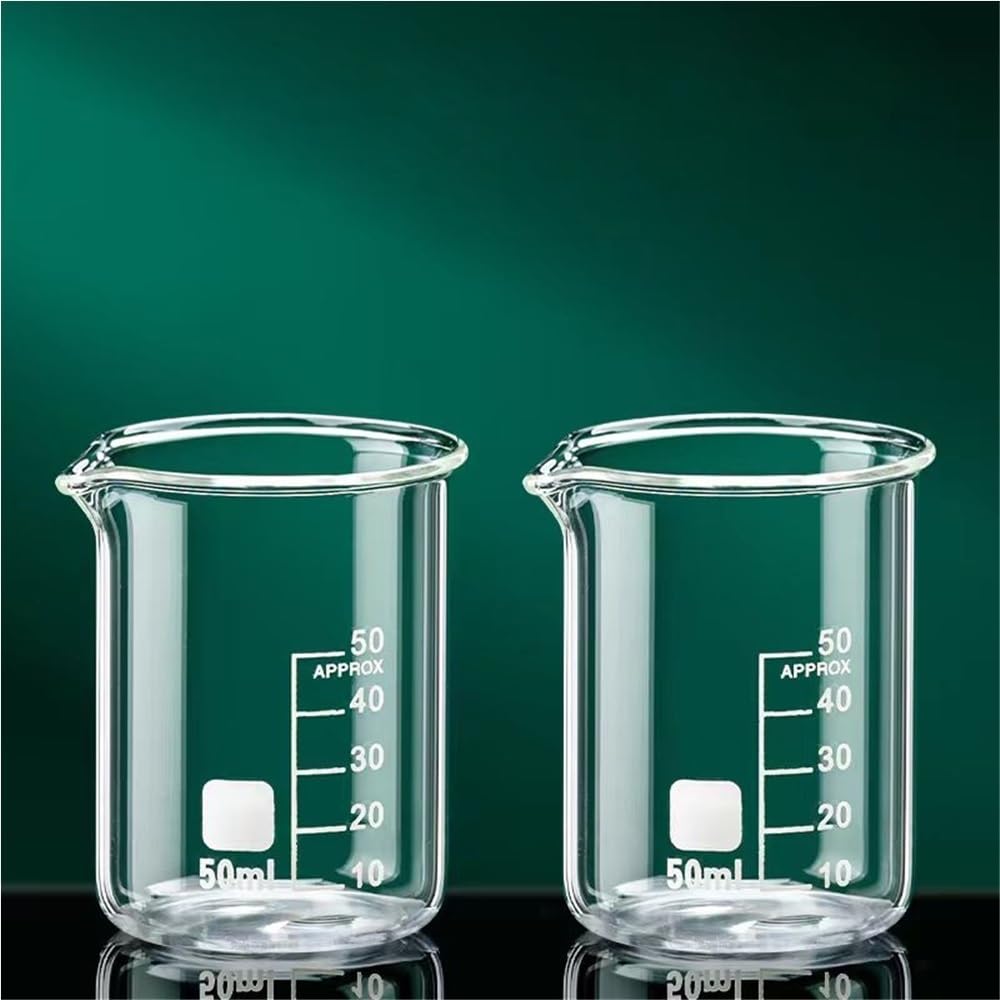 2 szt. szklanek miarowych z wysokim borokrzemianem – przezroczyste miarki z podziałką do użytku w kuchni i laboratorium(50ML)