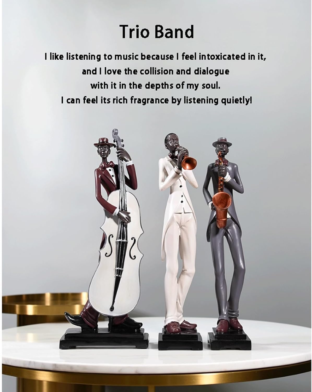 figurka dekoracyjna Unieke standbeeldhars Trio Band-standbeelden Creatieve hoogwaardige beeldjes en standbeelden voor premium bureauplankdecorsculpturen świetny prezent