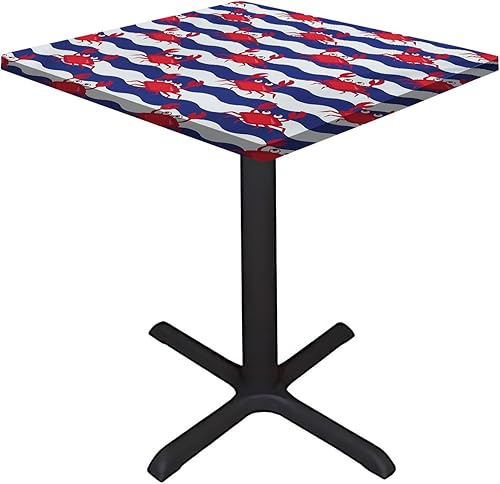Miniatura 2 de Mantel cuadrado elástico de cangrejos, diseño náutico marítimo con diseño de cangrejos a rayas, lavable, a prueba de derrames, se adapta a mesas de