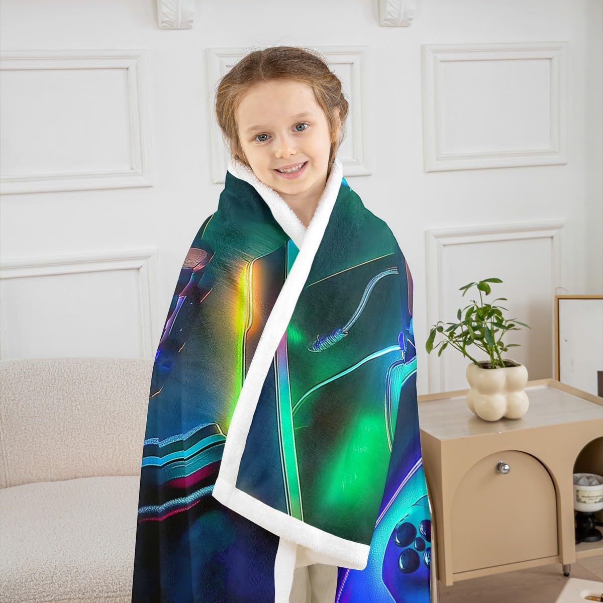 Erosebridal Personalized Gamer Throw Blanket for Boys,Gaming Fleece Blanket Kids Teens Video Game Room Decor,The Game Controller Gamepad Blanket 90"x90",Videogame Boys Bedroom Decor Gamer Gifts