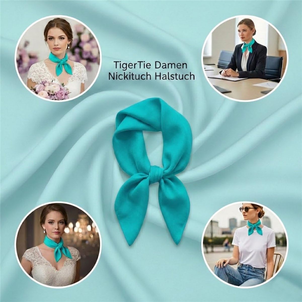 TigerTie Damska apaszka Nickituch w jednokolorowym jednolitym kolorze - rozmiar chusty 60 x 60 cm - 100% bawełna