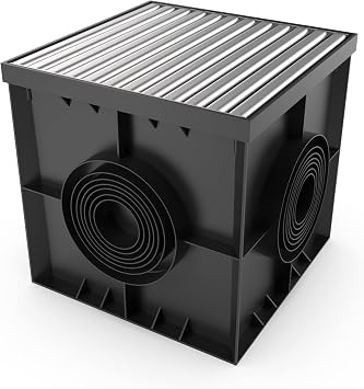 Vodaland - 16x16 Inch Catch Basin. PPE Plastic with 100% Stainless Steel - ADA/Heel Proof Grate and Sediment Basket Included.
