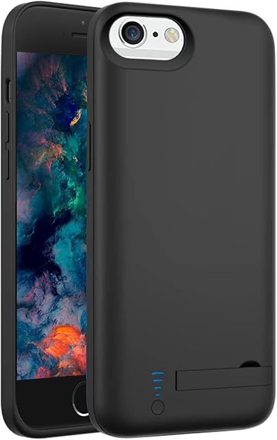 Battery Case for iPhone SE 2020/6S/6/7/8, 5500mAh Rechargeable Extended Battery Charging Pack Case for iPhone 8/7/6S/6/SE 2020 4.7" External Backup Battery Charger PowerBank Protective Case, Black