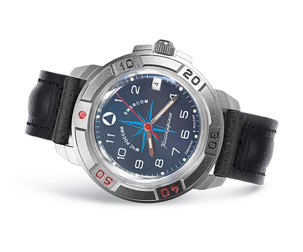 VOSTOK | Komandirskie 436942 EMERCOM Commander Russian Military Mechanical Wrist Watch | WR 20 m | Fashion | Business | Casual Men’s Watches | Leather Band B