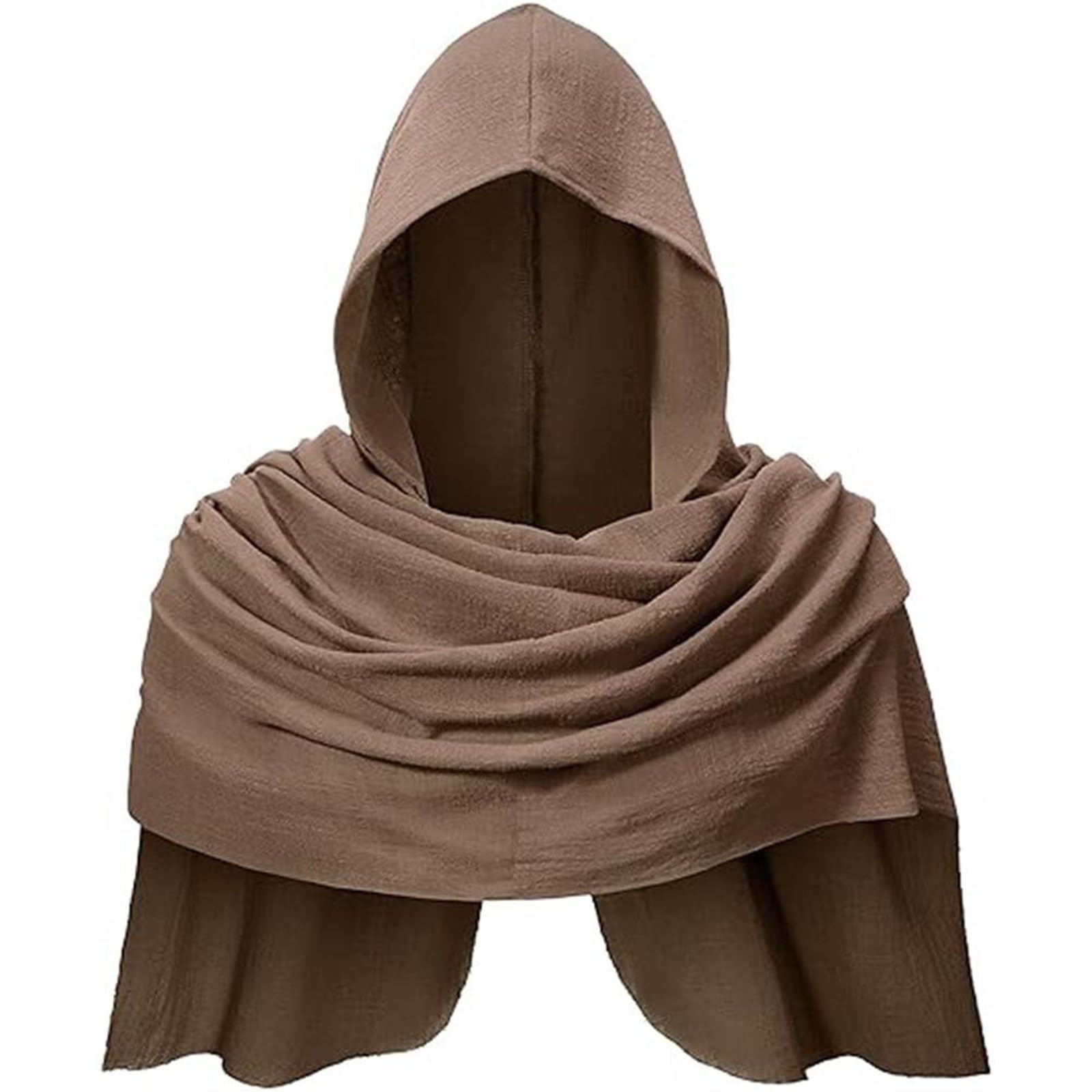 Generisch Medieval Costume Men's Cowl Hood Scarf Vintage Goth Cape Multifunctional Scarf Hooded Scarf Cowl Rogue Hood Medieval Cloak Renaissance Costume Post Apocalyptic, coffee, One Size