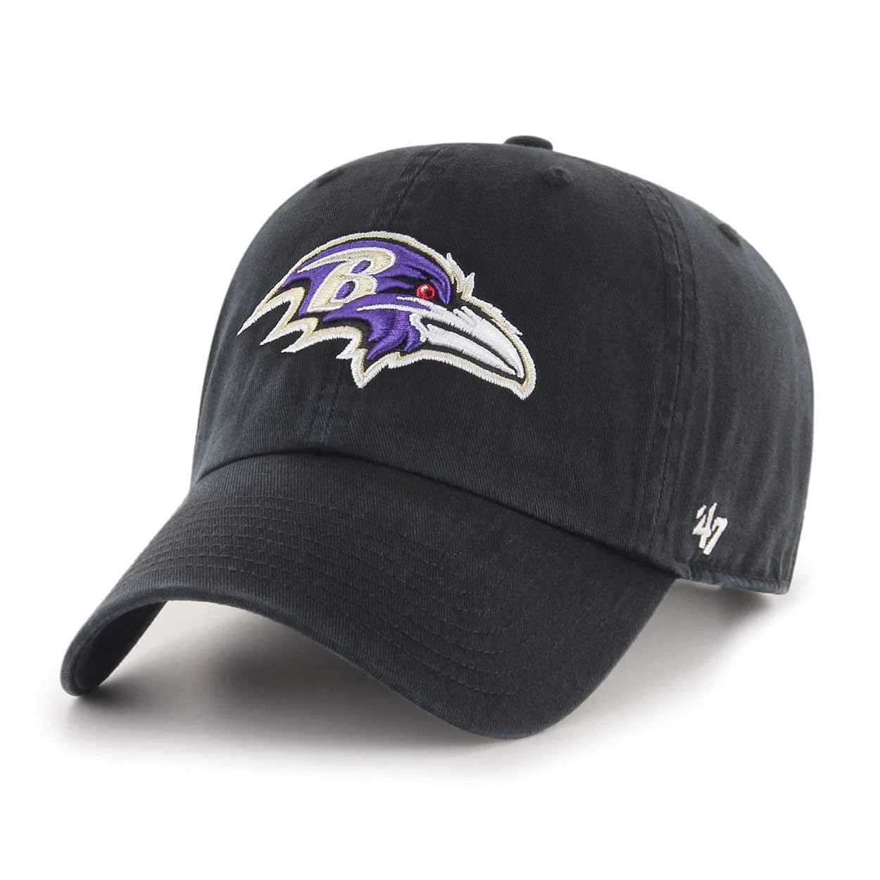 47 NFL Unisex Adult Clean Up Primary Logo Adjustable Hat Cap One Size, Baltimore Ravens - Black, One size