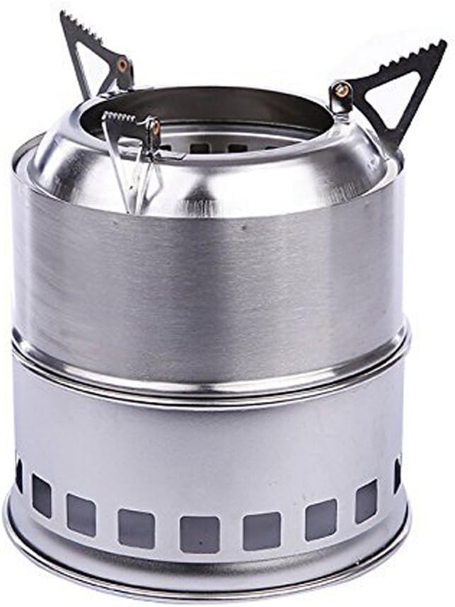 Qunqi Stainless steel Wood Burning Backpacking Stove Outdoor Survival Camping Carbon Hunting Emergency Preparation Camping Stove