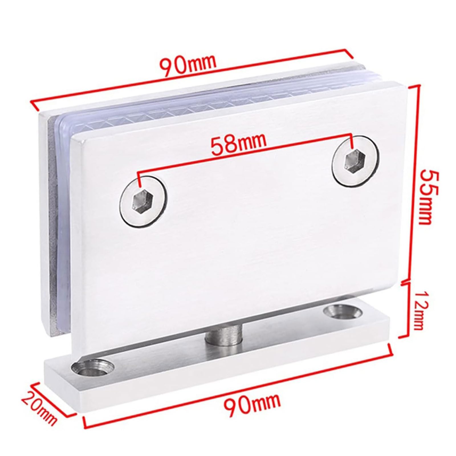 BobYk Bisagras de puerta, bisagra de puerta de vidrio, abrazadera de baño de acero inoxidable 304, bisagra de montaje en pared de 5 mm de grosor, bisagra de eje giratorio, bisagras para baños puerta
