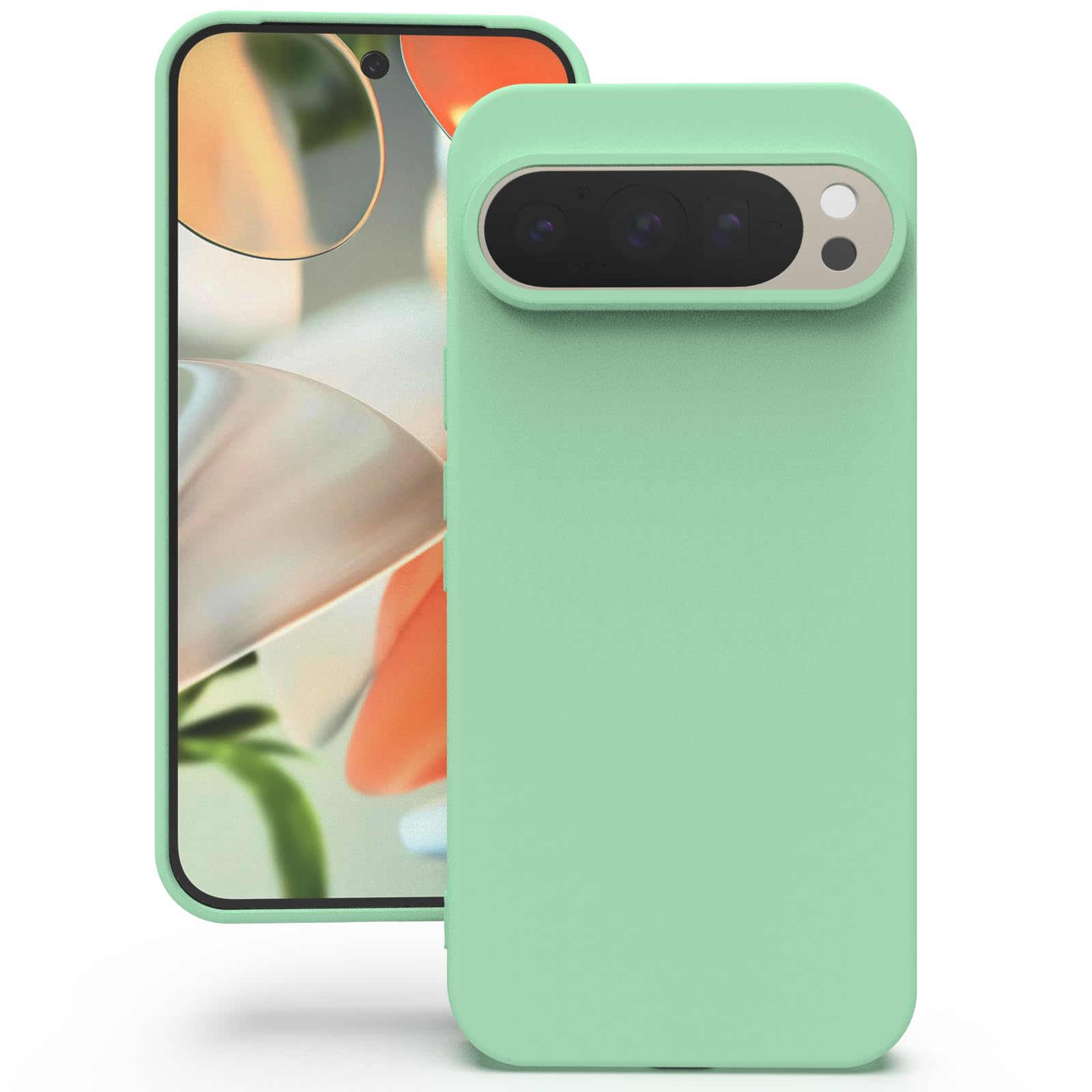 YATWIN Silicone Back Case for Google Pixel 9/9 Pro, Soft-Touch Phone Back Cover for Google Pixel 9/9 Pro - Link Cyan