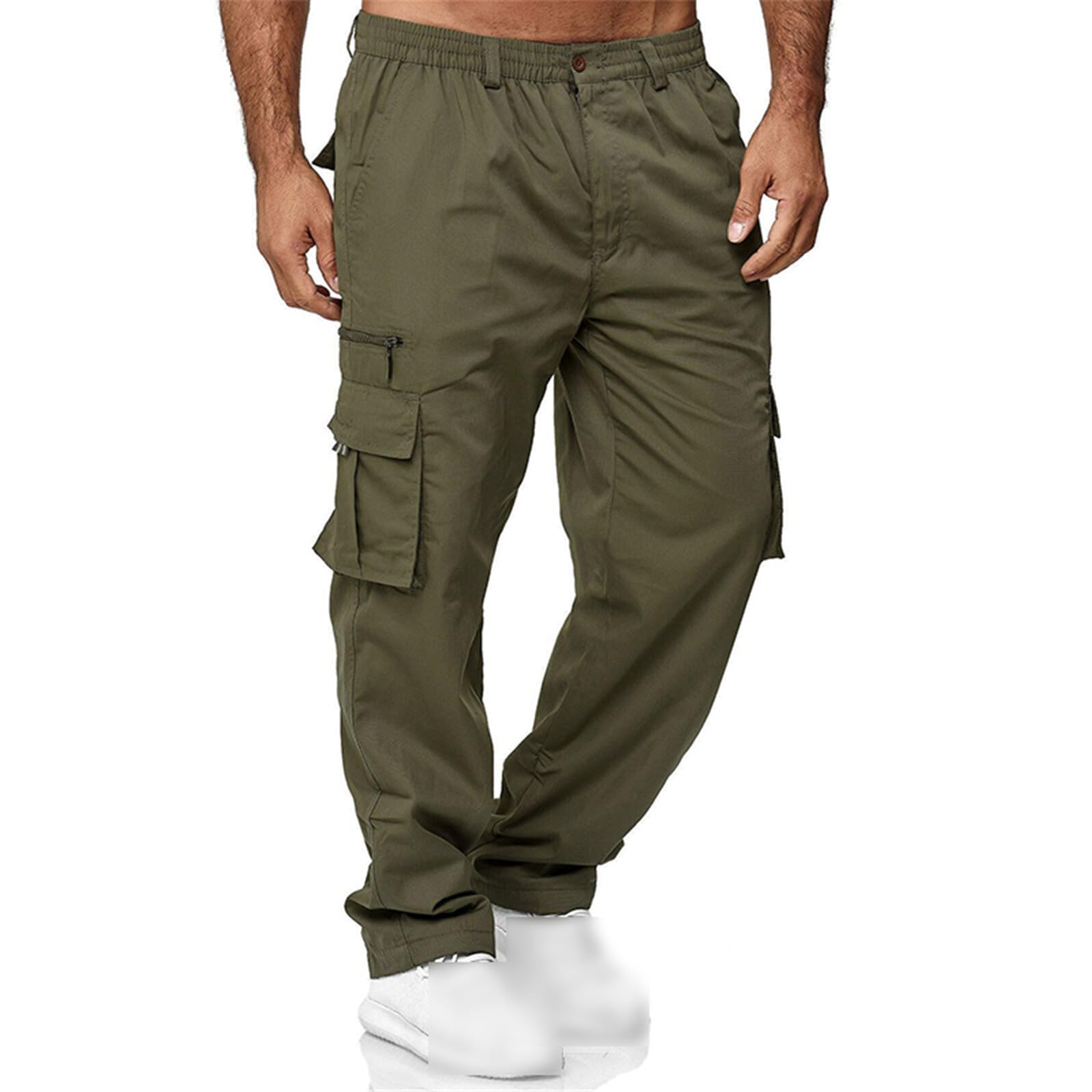 Pantaloni cargo per gli uomini primavera pantaloni casual tinta unita multi-tasca allentato dritto sport fitness pantaloni da uomo all'aperto
