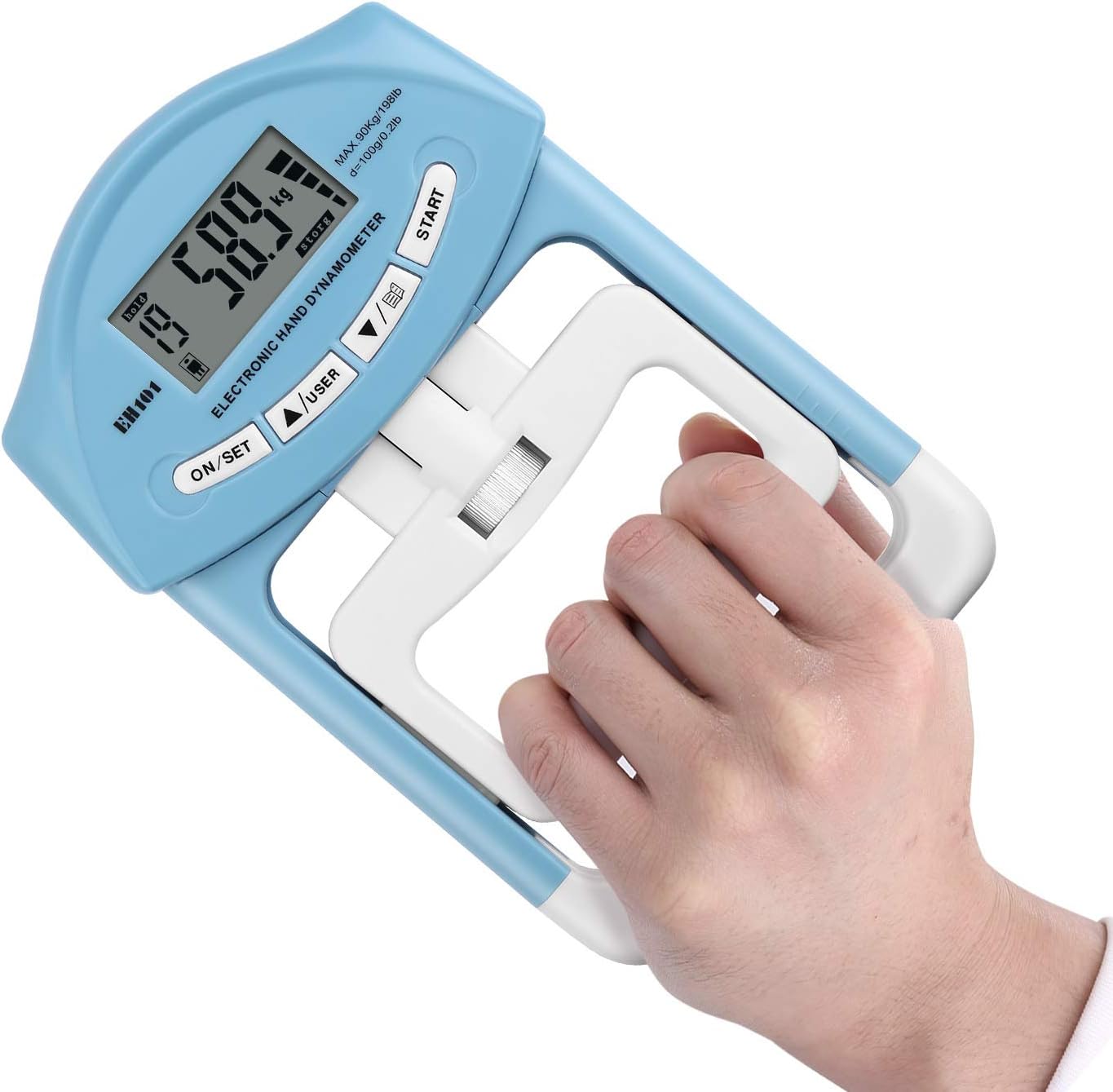 Digital Hand Dynamometer, 198 Lbs 90 kg Electronic Grip Strength Measurement Meter with Auto Capturing, User Settrings, Data Comparing and Storage, Query