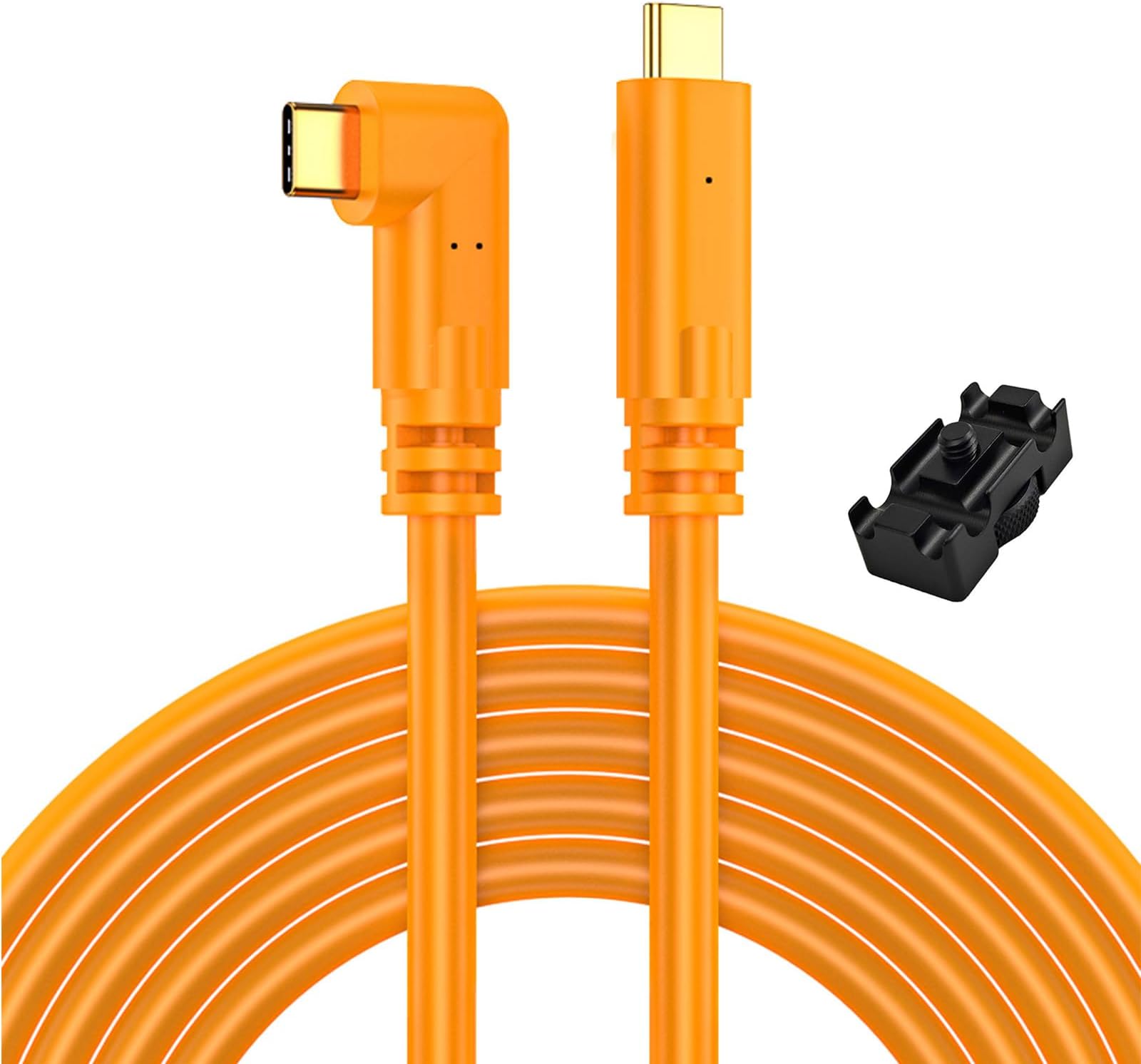 Sonzol USB-C to USB-C Right Angle Cable (26.2 Feet), for Power Delivery, Fast Transfer and Connection Between Camera and Computer, Intelligent Photography Tether Cable - (8m)