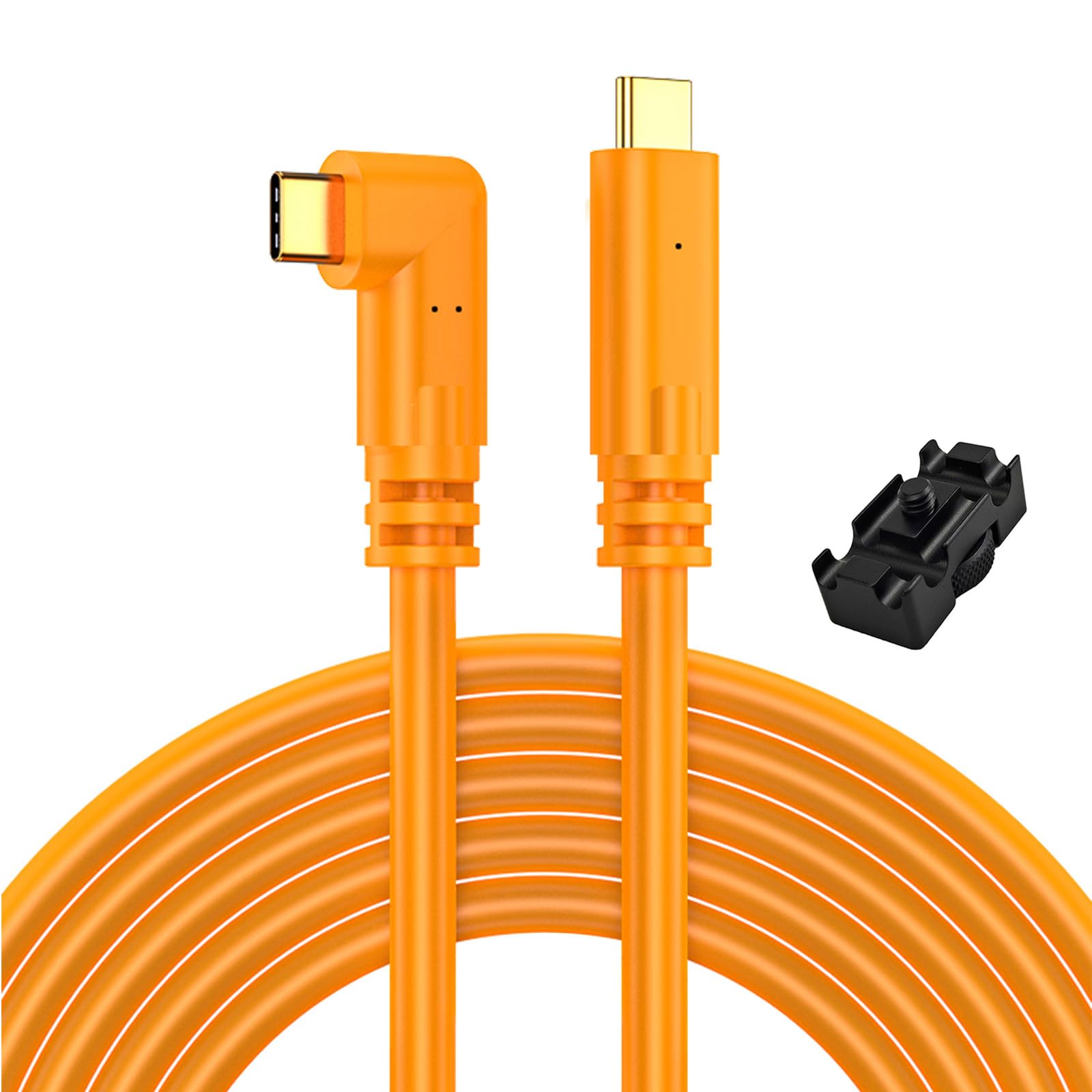 Sonzol USB-C to USB-C Right Angle Cable (26.2 Feet), for Power Delivery, Fast Transfer and Connection Between Camera and Computer, Intelligent Photography Tether Cable - (8m)