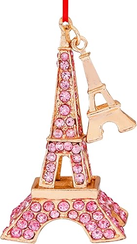 FLYAB Adornos de Navidad de la Torre Eiffel 2023, adornos de metal para árbol de Navidad, decoración de París, adornos de París para árbol de