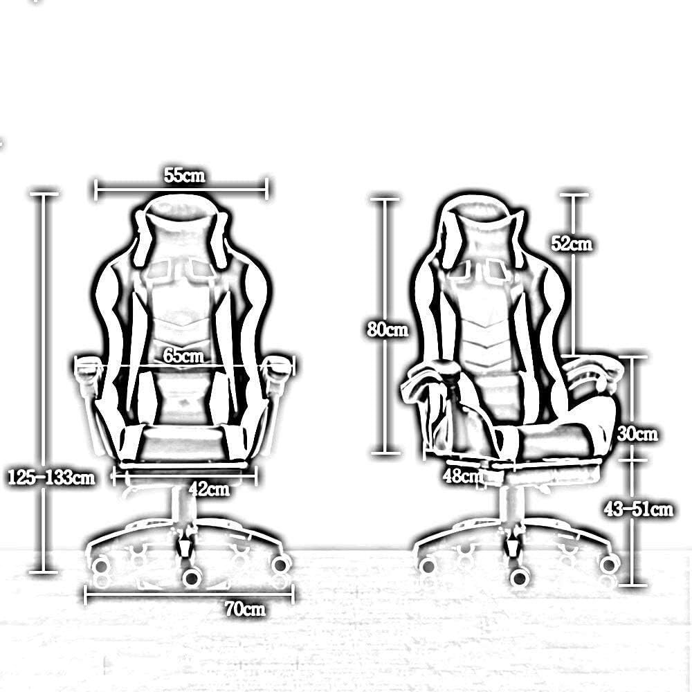 Chair Gaming Chair High-Back Electronic Sports Chair with Footrest Racing Style Video Game Chair with Headrest and Massage Lumbar Pillow (Color : Gold) (Blue)