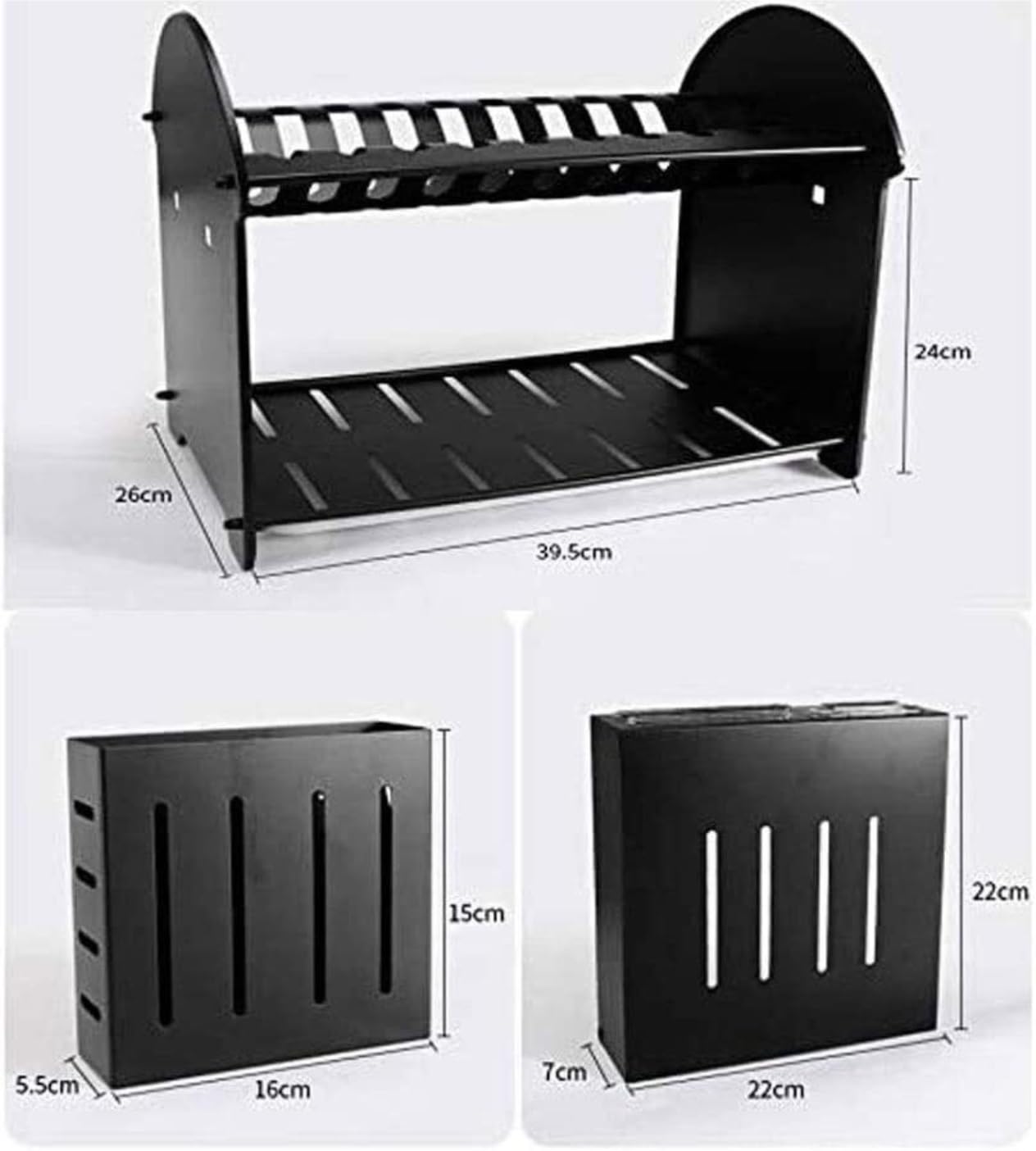 Generisch Dieser multifunktionale Geschirrtrockner aus Edelstahl für die Küchenarbeitsplatte bietet Zwei Ablagen, einen Besteckkorb mit Abtropffläche und einen Utensilienhalter.
