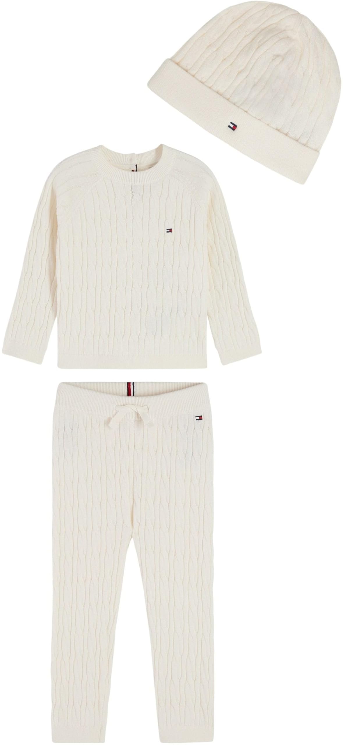 Tommy Hilfiger Newborn Cable Sweater Beanie Giftbox KN0KN02080 Set, YELLOW, 9 Month