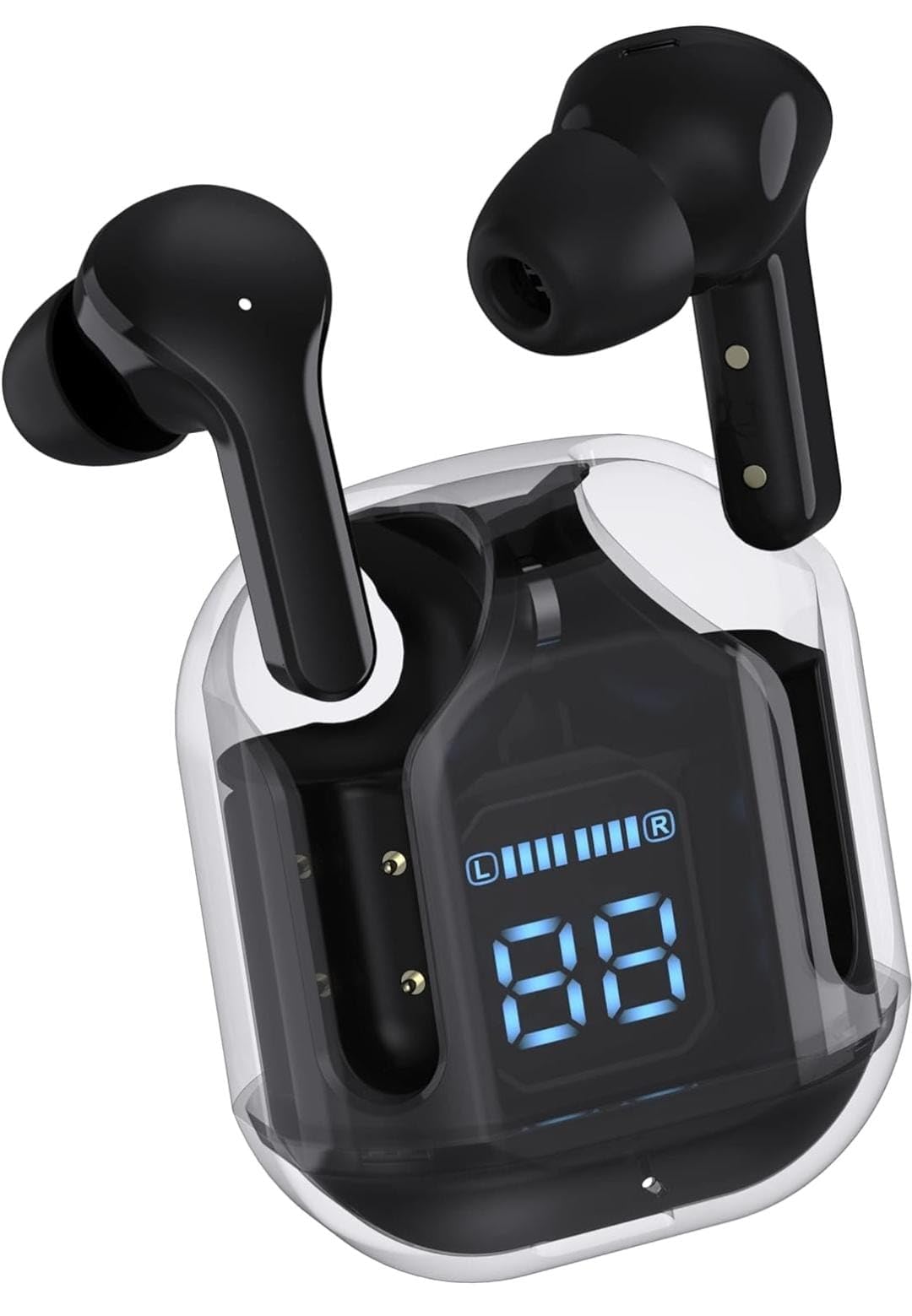 NEXATECH Bluetooth Earbuds with Display | Transparent Design | 30 Hrs Playtime with Fast Charging | Bluetooth 5.3 + ENC | 13mm HD BASS Drivers | Built-in Mic (Black) (B0DDTPZBHX) Amazon Price History, Amazon Price Tracker