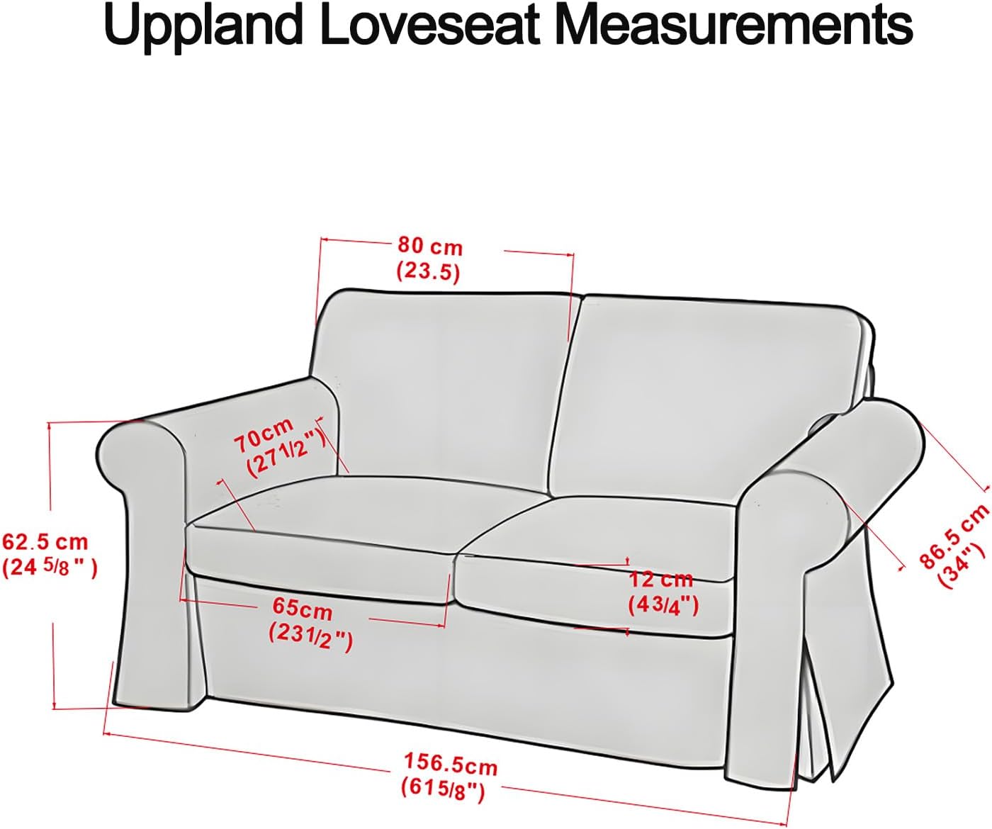 MASTERS OF COVERS UPPLAND Loveseat Cover Replacment Slipcover Made for IKEA UPPLAND Loveseat Slipcover (Not Ektorp)-Not Include Sofa-Titanium Grey