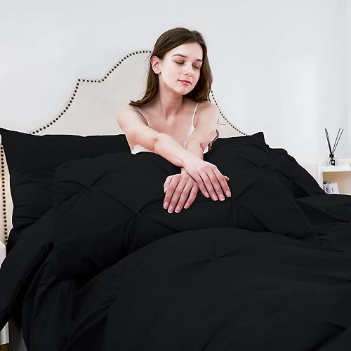 Miniatura 8 de Ubauba Juego de edredón morado de 7 piezas tamaño Queen con sábanas, edredón de 7 piezas en una bolsa para todas las estaciones, juego de cama