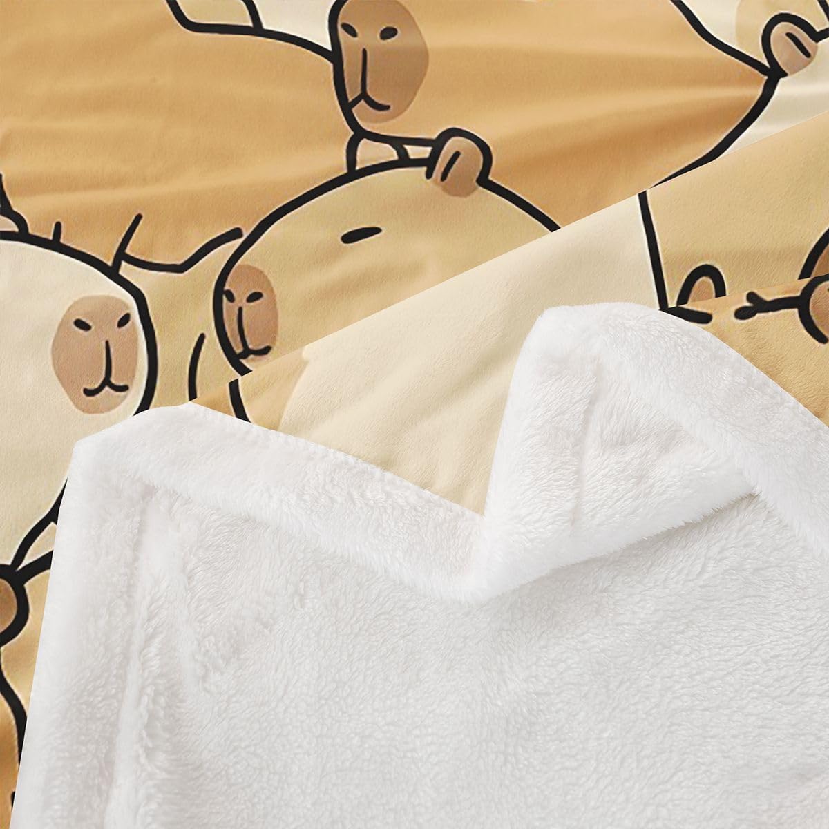 Feelyou Capybara Sherpa Blanket Plush Fuzzy Cute Ocean Animal Fleece Throw Blanket Boys Girls Orange for Bed Couch Chair Living Room Sea Creatures Bedroom Decor Ocean Marine Themed Twin 60"x80" image 2