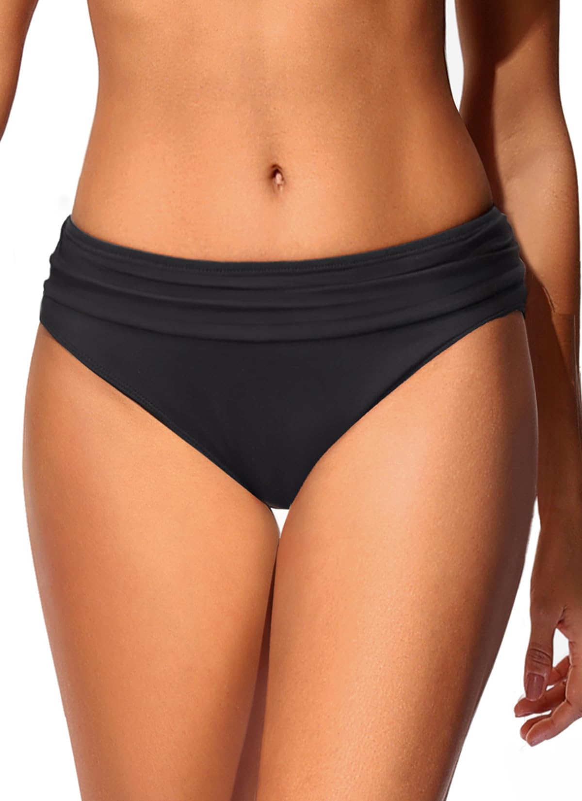 Zmart Women Full Coverage Ruched Bikini Bottoms Tummy Control Swim Bottoms Scrunch Ruffle Bathing Suit Bottom