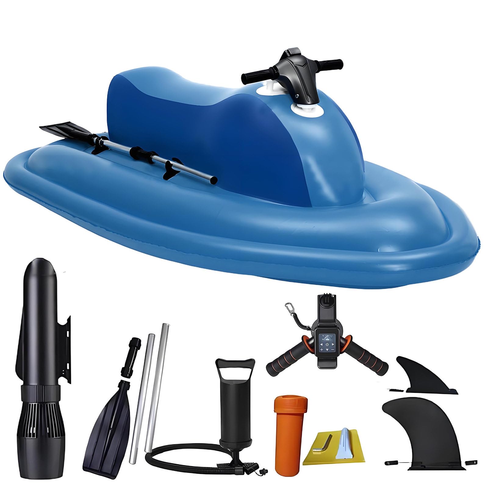 Aufblasbarer Elektrischer Jetski Mit 500W, Unterwasser-Scooter-Jetski, Schlauchboot Mit Motor, 16000-Mah-Akku, 10 Geschwindigkeiten, 130 Minuten Laufzeit,Boat+Thruster
