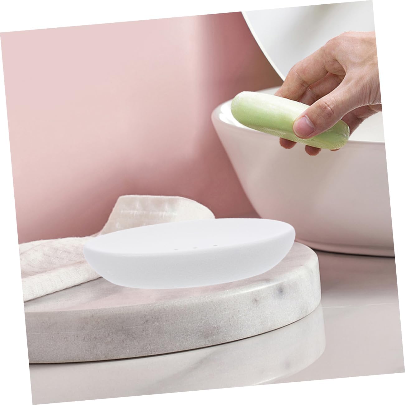 PRETYZOOM 2pcs Self-draining Soap Holder Decorative Soap Dish Ceramic Rack Kitchen Tray Sink Tray for Travel image 4