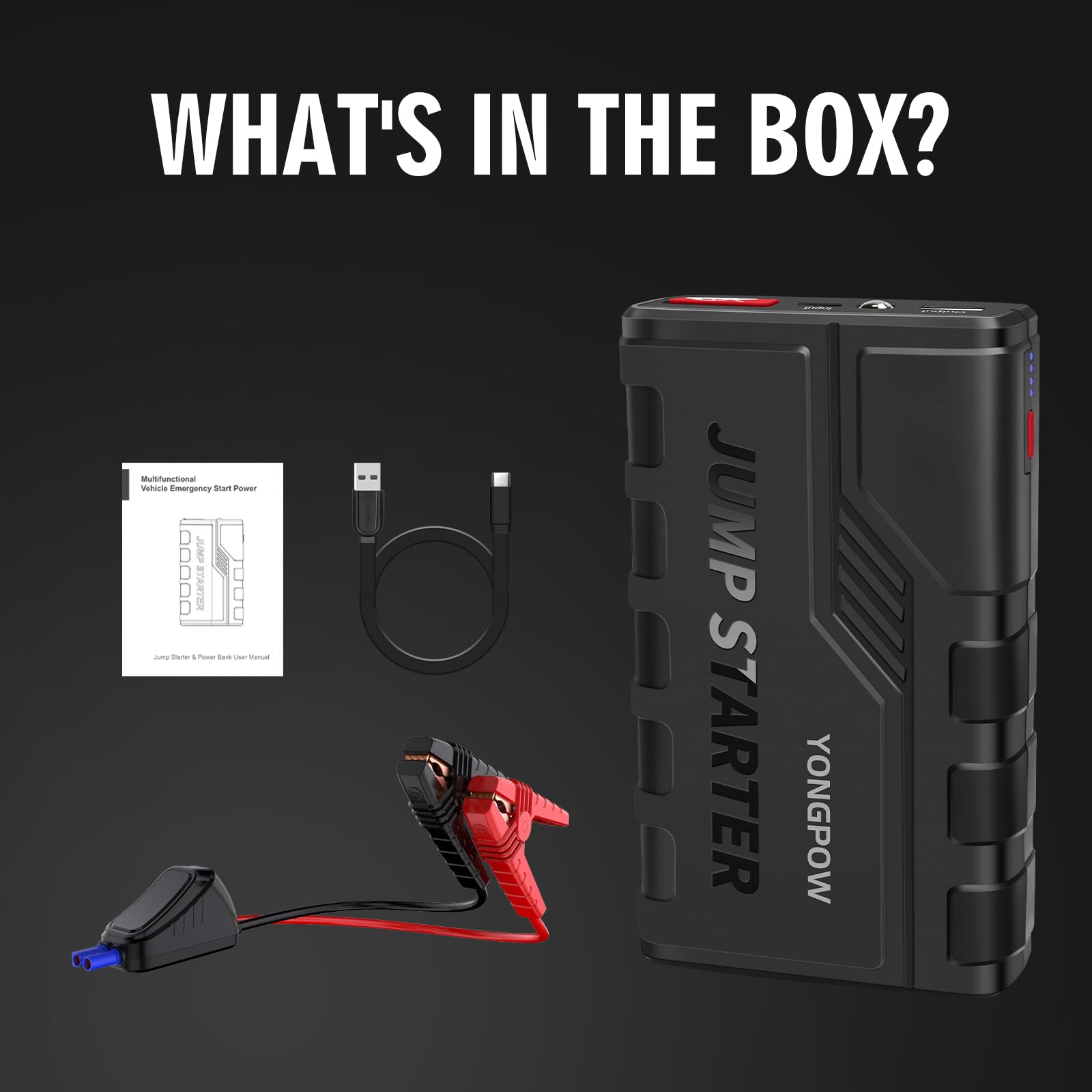 Booster Batterie Voiture Portable, Momowin Jump Starter 1500A(Jusqu'à 7,0L Essence ou 5,5L Gazole), Démarreur de Voiture 12V avec Pinces de Sûreté Intelligentes , 3 Modes de Lumières LED