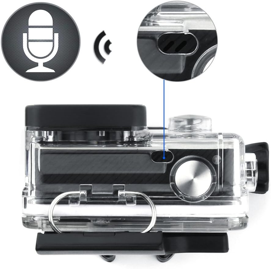 Side Open Protective Skeleton Housing Case with LCD Touch Backdoor and BacPac Backdoor for Extended LCD Screen or Expansion Battery - Compatible with GoPro Hero 4, 3, and 3+ - Transparent Clear