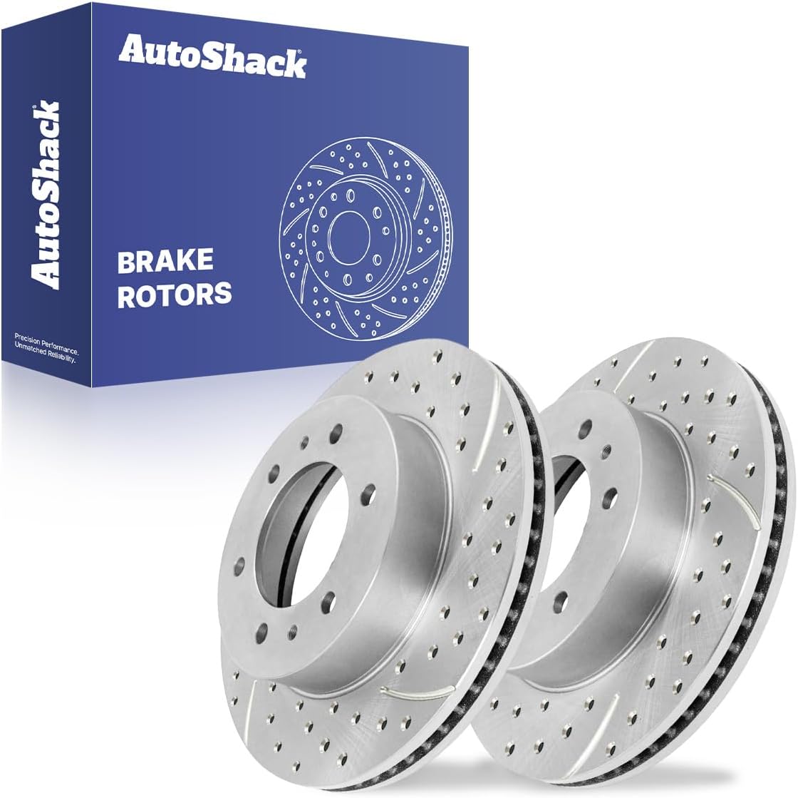 AutoShack Front Vented Drilled & Slotted Silver Zinc Coated Brake Rotors 2-PC Set Replacement for 2006-2010 Hummer H3 2009-2010 Hummer H3T SilverShield Pro 12.4" (315 mm)