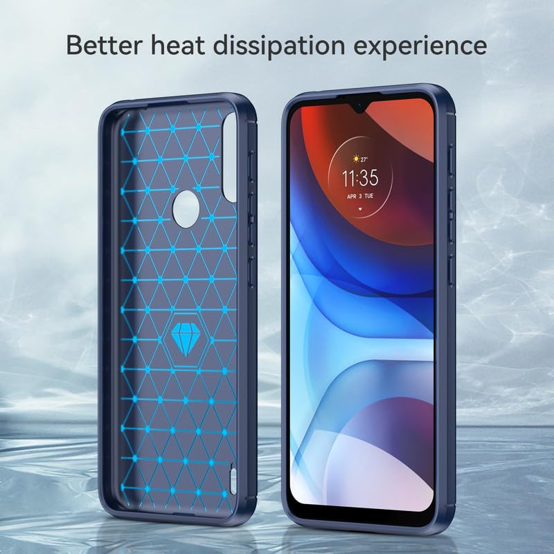 Image of Hybrid Carbon Fiber Back Case for Moto E7 Power (Blue)