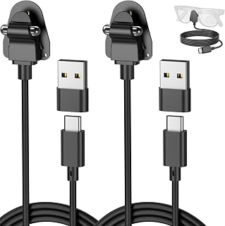 2Pack Charging Adapter Cable with USB C&A for Ray Ban Meta Glasses Charger | Portable Charger Compatible for Meta (Gen 1&2) Wayfarer/Skyler/Headliner/Oakley HSTN/Scirber Meta Glasses Charger Accessories
